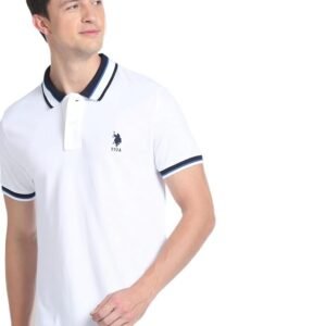 U.S. Polo ASSN. Slim Fit Cotton Polo T Shirt for Men - Breathable, Half Sleeves Mens Tshirt
